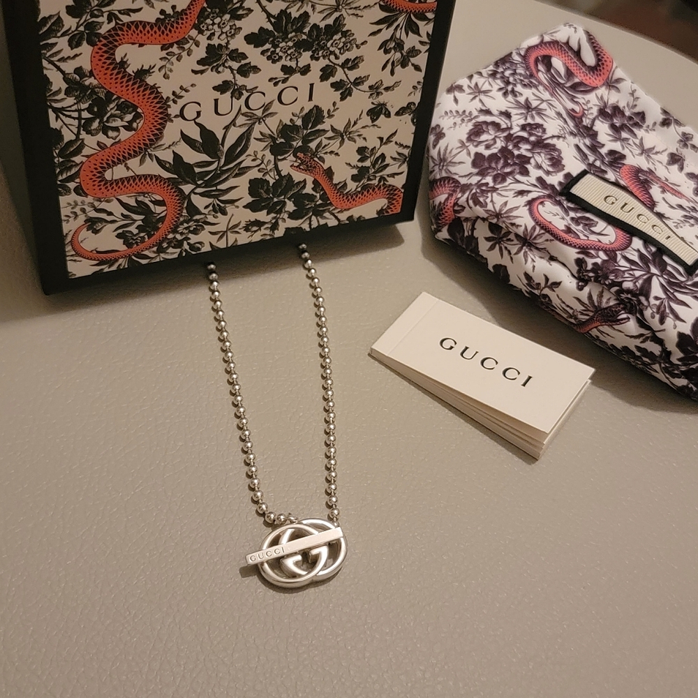 GUCCI 925 silver double gg toggle necklace "Britt"